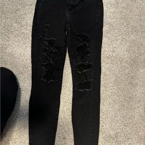 American Eagle Outfitters Black Ripped Skinny Jeans